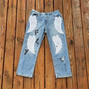 Fly High Blue Jeans with Angel Wings